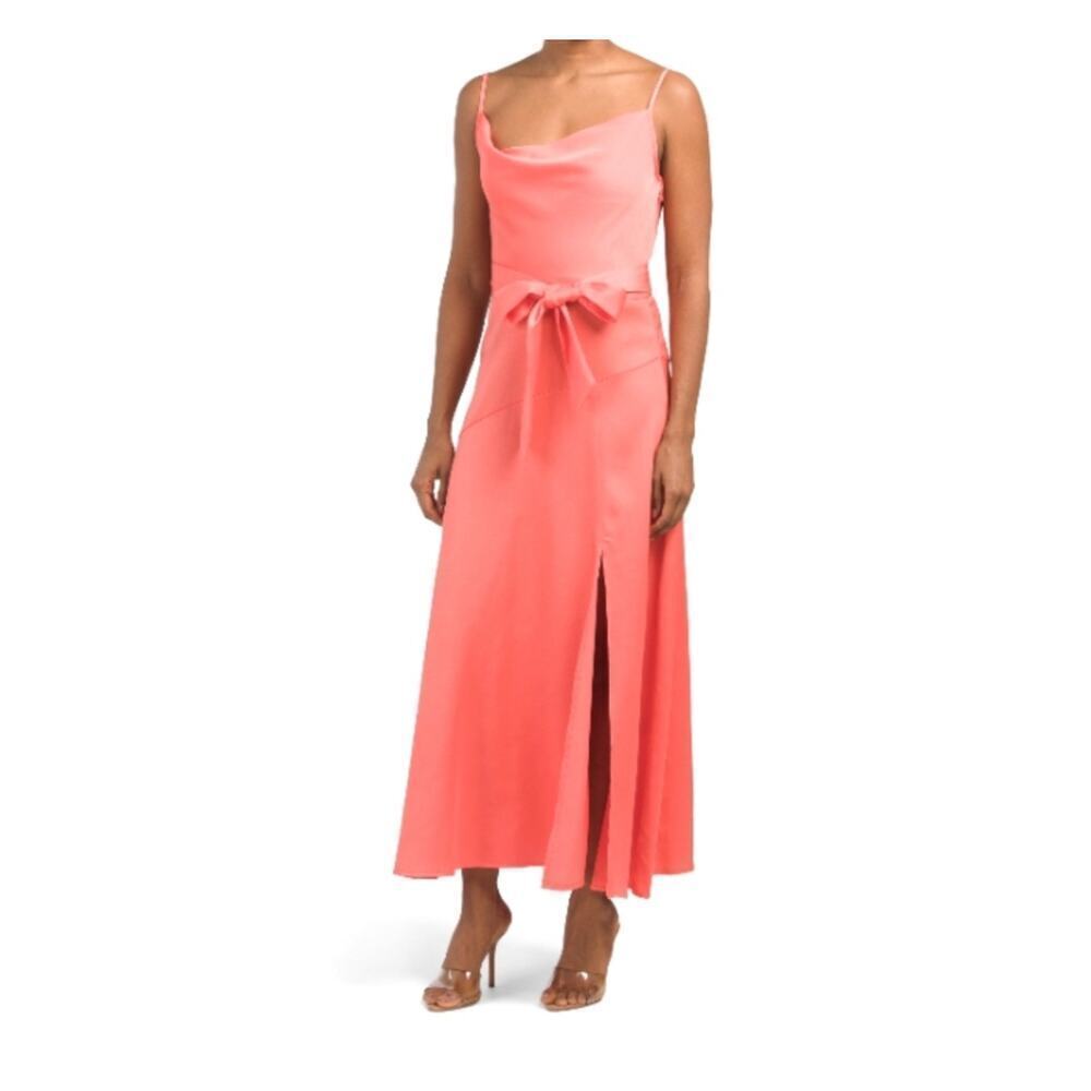 Taylor Satin Back Crepe Tie-Waist Cowlneck Maxi Dress size 8